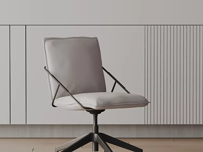 Modern Gray Upholstered Office Chair With Metal Frame And Swivel Base Design 3d model