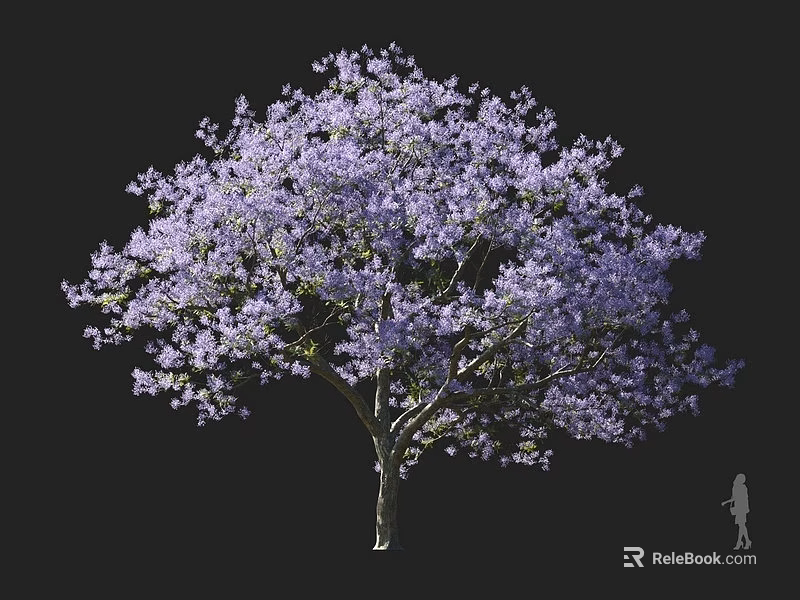 Tall Flowering Arbor With Purple Blossoms And Human Figure For Scale 3d model 