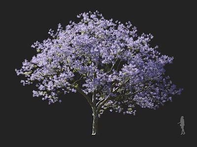 Tall Flowering Arbor With Purple Blossoms And Human Figure For Scale 3d model