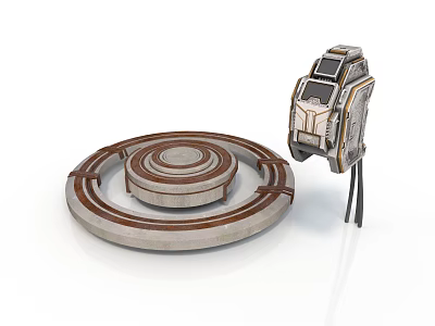 Industrial Circular Platform With Concentric Ring Design And Metallic Mechanical Device 3d model