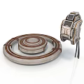 Industrial Circular Platform With Concentric Ring Design And Metallic Mechanical Device