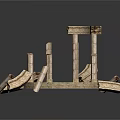 Ancient Greek Ruins With Broken Stone Columns And Circular Floor