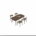 Wooden Rectangular Dining Table and Chairs Set with White Vase Green Apples and Book 3d model