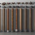 Various Wooden And Stone Columns Featuring Different Designs Base Details And Decorative Capitals