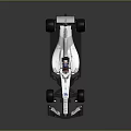 White F1 Racing Car Featuring Black Accents Sponsor Logos And Aerodynamic Body