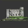 Detailed Castle Model With Stone Towers Hedges Pathways And Greenery