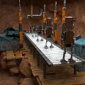 Sci Fi Underground Robot Assembly Line With Mechanical Arms On Rocky Terrain 3d model