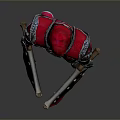 Man in Red Hooded Armor Holding Dual Swords as Fantasy Warrior Character