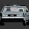 Retro Sci Fi Car Model With Silver Body Gull Wing Doors And Roof Equipment