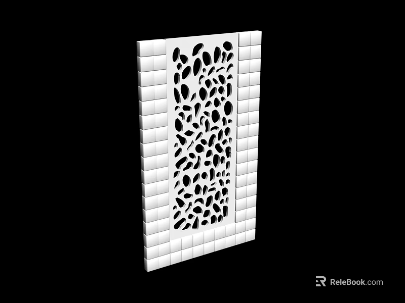 White Decorative Room Divider With Laser Cut Pattern For Interior Home Decor 3d model