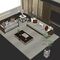 New Chinese Style Sofa Coffee Table Combination Solid Wood Sofa Coffee Table 3d model
