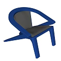 Modern Leisure Chair With Curved Blue Frame And Comfortable Gray Seat Design