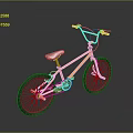 Yellow BMX Bicycle On Grey Background With Black Handlebars Seat And Red Pedals