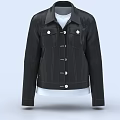 Stylish Black Leather Jacket With Collar Front Pockets And Buttons Over White T-shirt