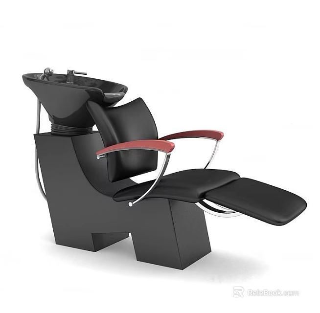 Modern Black Massage Chair With Red Armrests And Ergonomic Design 3d model 