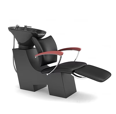 Modern Black Massage Chair With Red Armrests And Ergonomic Design 3d model