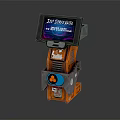 Vintage Cyberpunk Arcade Machine With Screen Displaying Traffic Kid And Orange Button 3d model