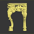 Elegant Golden Coffee Table With Ornate Carved Details And Decorative Legs