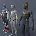 Game and Movie Superhero Characters With Shield Silver Suit and Black Armor Designs