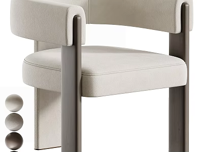 Modern Beige Armchair with Curved Dark Armrests and Comfortable Upholstery 3d model