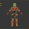 Game Movie Character With Red And Black Armored Helmet And Costume Design
