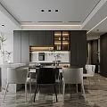 Modern Luxury Open Living And Dining Room Design With Glass Block Partition And Comfortable Furnishings