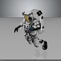 3D Model Of Astronaut Running In White Spacesuit With Gold Helmet And Blue Gloves 3d model