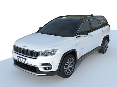 White Jeep SUV With Black Roof Seven Slot Grille And Alloy Wheels 3d model