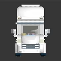 Electric Toy RV Model With White Body Blue Stripes and Building Blocks Design