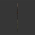 Traditional Handcrafted Tool Featuring Long Wooden Pole Netted Section And Ornate Details
