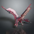 Fierce Red Pink Dragon Creature With Spread Wings And Intricate Spiked Details