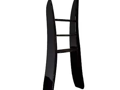 Modern Black Ladder With Curved Sides And Three Horizontal Rungs Design 3d model