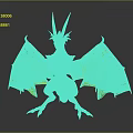 Purple Fantasy Dragon Character With Orange Horns Sharp Claws And Purple Wings