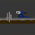 Heavy Duty Industrial Mobile Equipment With Blue Metal Frame And Large Wheels