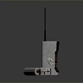 Gray Rectangular Communication Device With Black Antenna Decorative Accent And Long Slender Rod