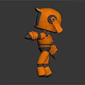Orange Robot Character Featuring Blue Screen Antenna And Metallic Mechanical Arms 3d model