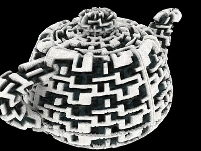 Intricate 3D Printed Teapot With Geometric Maze Like Design In Black White 3d model