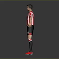 Man Wearing Red White Striped Jersey Black Shorts And Red Shoes With Arms Outstretched