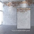 Vintage Brick and Gray Concrete Wall Interior with Round Decor and Window Light in 4K