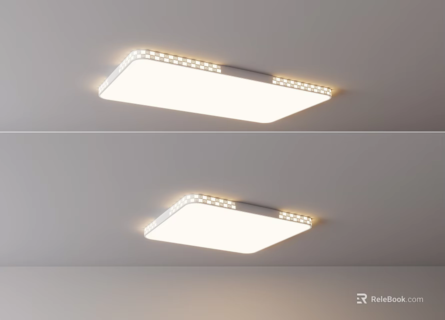 Modern Square White Ceiling Light With LED Beads Flush Mount Bright Lighting 3d model