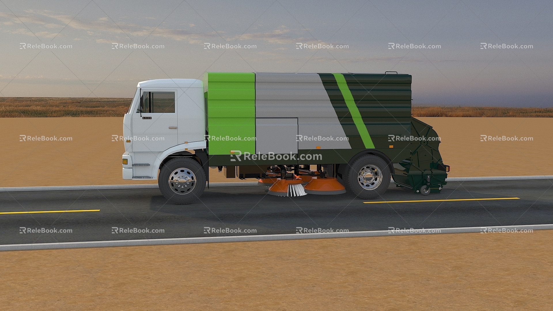 Sweeper Road Sweeper Cleaning Vehicle 3d model