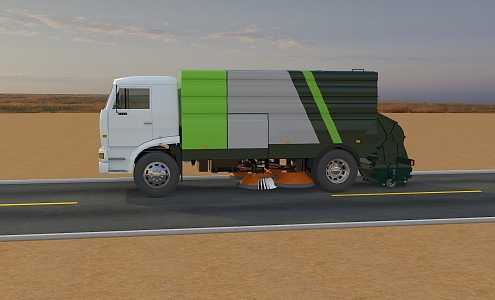 Sweeper Road Sweeper Cleaning Vehicle 3d model