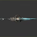 Mythical Skeleton Sword With Blue Glowing Blade And Intricate Bone Design