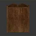 Classic Brown Wooden Cabinet With Double Doors And Arched Top Design