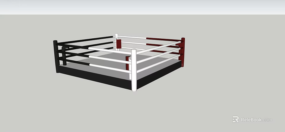 Professional Boxing Ring With White Ropes And Sturdy Black Red Frame 3d model