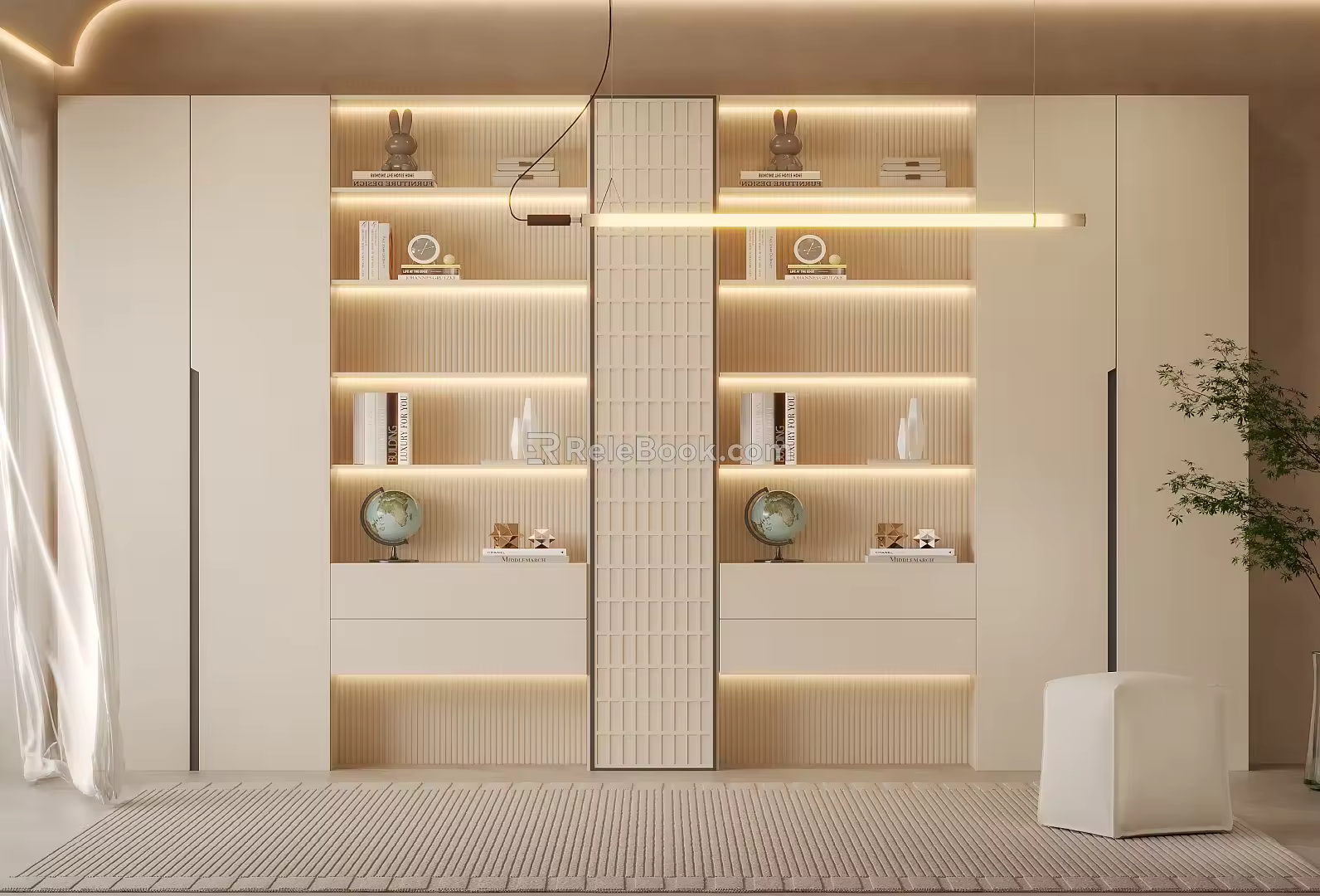 Modern Bookcase Cream Bookcase 3d model