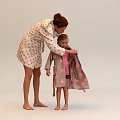 Group of People Interacting Indoors With Adults Dressing Children And Hugging