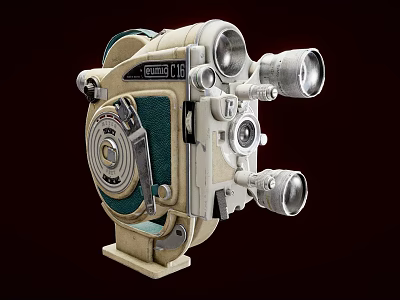 Retro Style Digital Camera With Multiple Lenses And Mechanical Design Elements 3d model