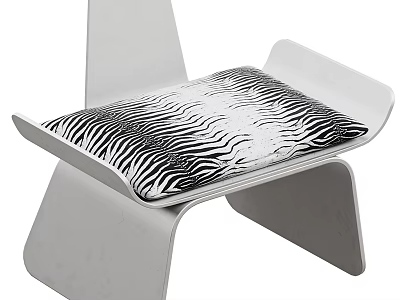 Modern Stool With Zebra Print Cushion And White Frame Design 3d model