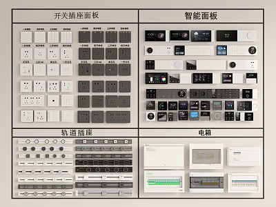 Key Features of Switch Panels Including Smart Panels Track Sockets and Telecom Options 3d model